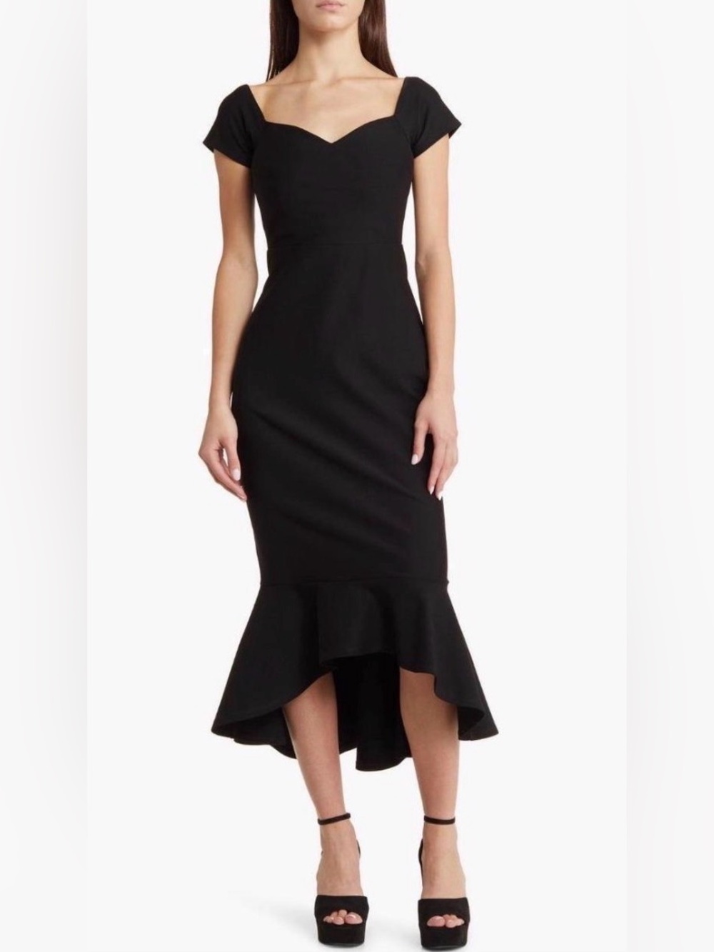 NWT Lulu's Black Sweetheart High-Low Mermaid Midi Dress